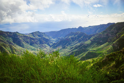 Scenic view of mountains against sky