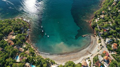 High angle view of swimming pool