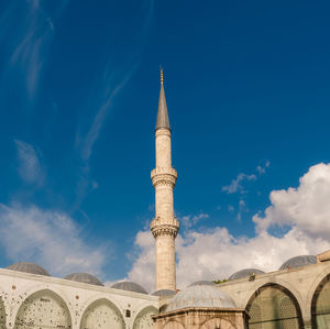 Low angle view of building against blue sky