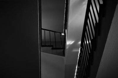 High angle view of staircase at home building