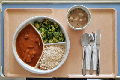 High angle view of food on table