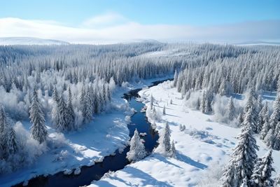Snow covered landscape against sky