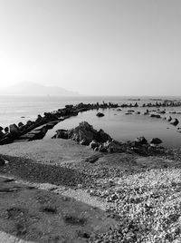 Scenic view of sea against clear sky