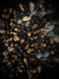 High angle view of coffee beans