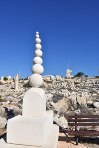 Low angle view of cross against clear blue sky