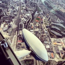 High angle view of buildings in city