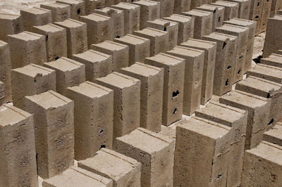 Small-scale handmade concrete brick making is a big endeavor