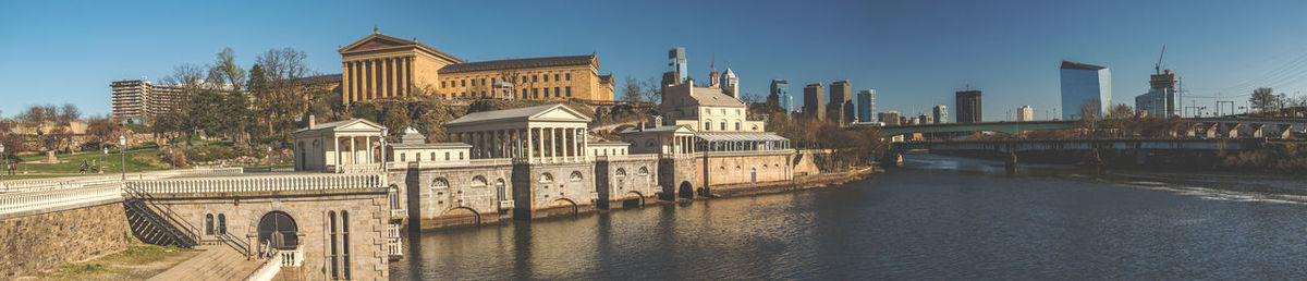 Panoramic view of philadelphia museum of art by schuylkill river