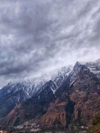 Scenic view of snowcapped annapurna mountain range against sky, sikkim, india