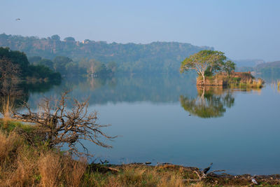 Scenic view of lake against sky