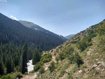 Scenic view of mountains against clear sky