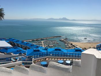 View of sea against blue sky