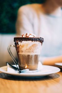 Close-up of dessert on table