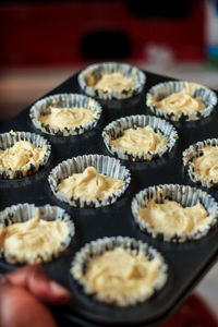 High angle view of cupcakes
