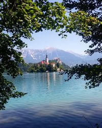 View of lake with mountain in background