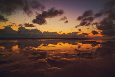 Scenic view of sea against sky at sunset