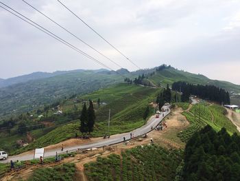 High angle view of landscape against sky