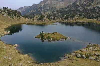 Beautiful postcard of a lake in the pyrenees