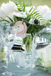 Close-up of white rose bouquet