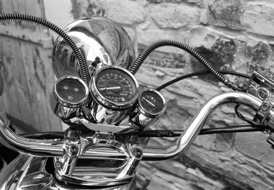 High angle view of motorcycle dashboard
