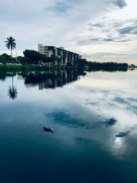 Scenic view of lake against sky