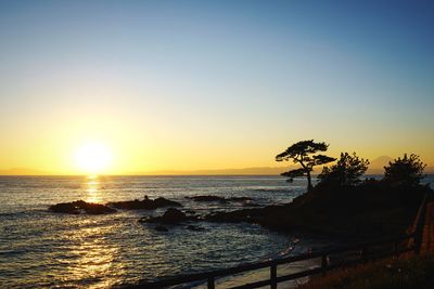 Scenic view of sea at sunset