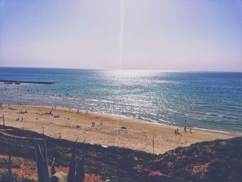 Scenic view of sea against clear sky