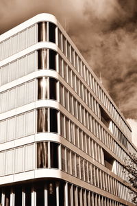 Low angle view of modern building against sky