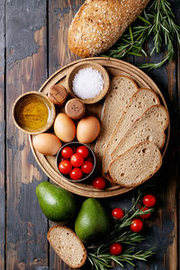 High angle view of fruits on table