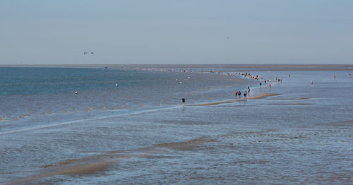 High angle view of people on beach