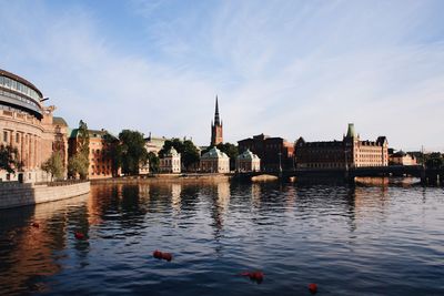 River by city against sky