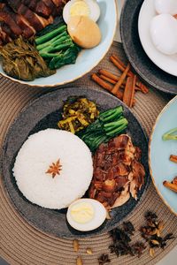 High angle view of food on table