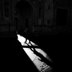 Silhouette person in historic building