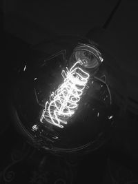 High angle view of illuminated light bulb