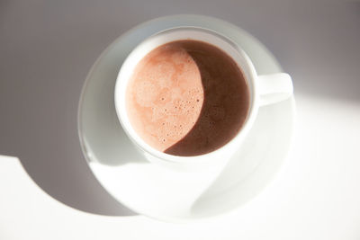 High angle view of coffee on table