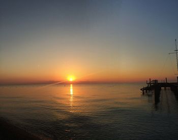 View of calm sea at sunset