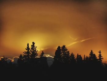 Silhouette trees against sky during sunset