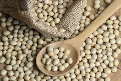 High angle view of grains on table