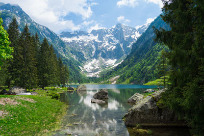 Scenic view of mountains against sky