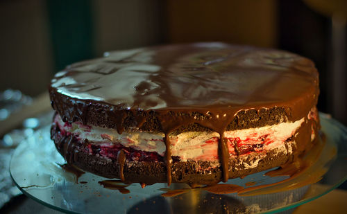 Close-up of cake on table