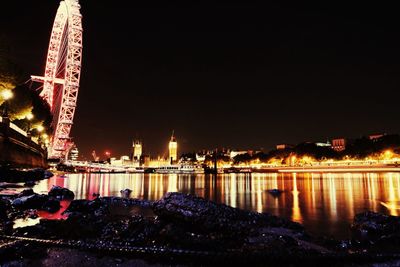Illuminated city at night