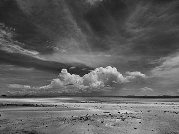 Scenic view of sea against cloudy sky