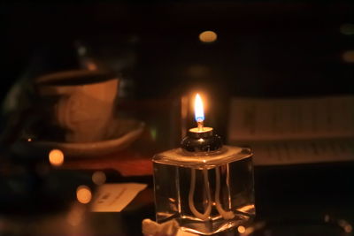 Close-up of lit candle