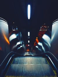 View of illuminated escalator
