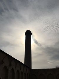 Low angle view of silhouette building against sky during sunset