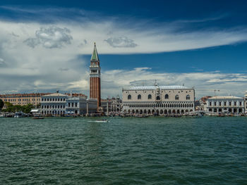 View of buildings against cloudy sky