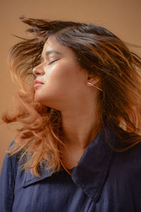 Close-up portrait of a beautiful young woman