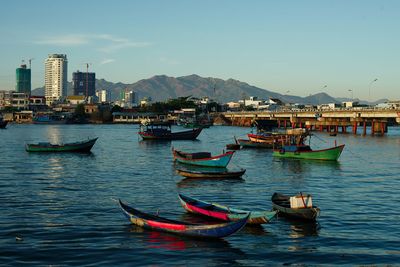 Fishing boats in marina at nha trang, vietnam