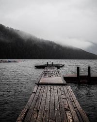 Wooden pier on lake