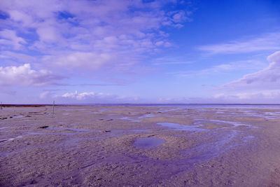 Scenic view of sea against blue sky